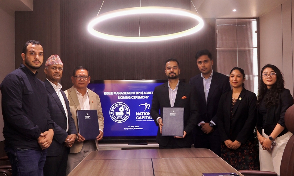 पब्लिक लिमिटेडमा जाँदै ईजी सोलार, नेश्नल क्यापिटल नेपालसँग निष्कासन व्यवस्थापन सम्झौता